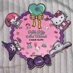 Sanrio-NWT Pink & Purple Hello Kitty And Friends Hair Clips Set